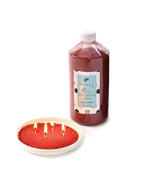 Missi Yaratıcı İnci Tozu İncir-Nar Kokulu Kırmızı Renk Mum (30 adet fitil ile birlikte)-400 gr - S000247589-20045