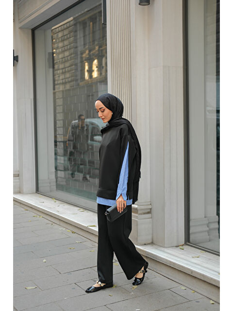 Locco Moda Kadın Gömlek Detay İkili Takım Siyah - S000474836-19351