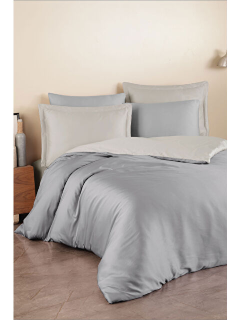 Varol Pamuk Saten (Family Size) Nevresim Takımı Tas- Gri - S000383153-1174