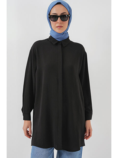 Bigdart Kadın Uzun Gömlek Tunik 5945 - Siyah - S000353403-19351