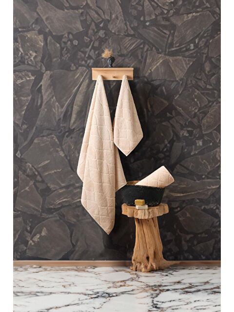 Varol Voli Micro Pamuk Banyo Havlusu 90x150 cm Bej - S000383166-19928