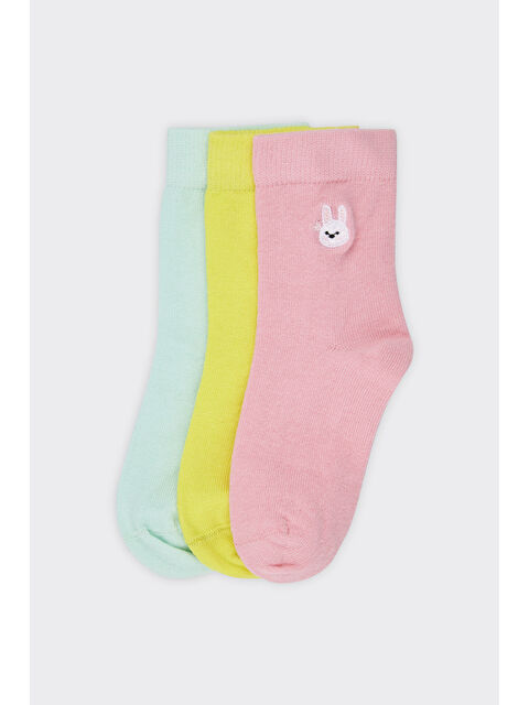 Panço Kız Çocuk Nakışlı Renkli Soket Çorap Set - S000509198-23173