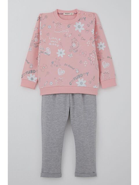Breeze Kız Çocuk Eşofman Takımı Pati Masalı Pantolonu Fiyonk Detaylı Pembe (1-4 Yaş) - S000491446-20024