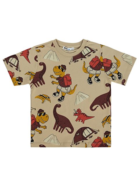 Civil Boys Dinozor Empirme 2-5 Yaş Tişört - Bej