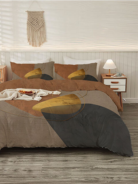 Evmila Modern Desenli Baskılı Çift Kişilik 200x220 Cm 2 Adet 50x70cm Nevresim Takımı - S000285956-23173