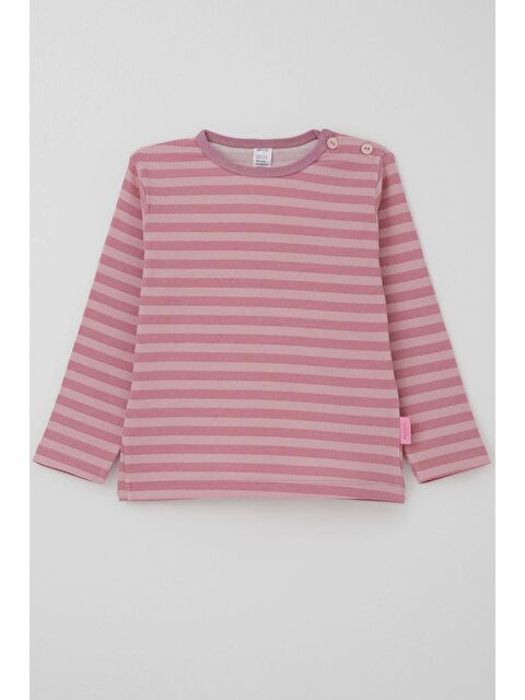 Breeze Kız Bebek Uzun Kollu Tişört Patlı Çizgili Gülkurusu (9 Ay-3 Yaş) - S000491448-20028