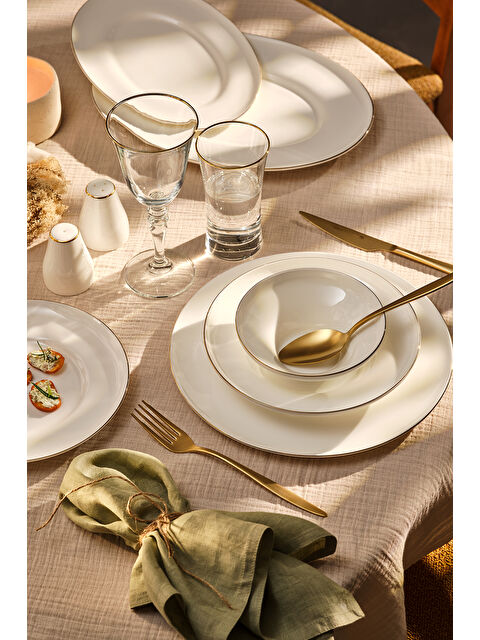 Emsan Alicia Fine Bone 60 Parça 12 Kişilik Yuvarlak Yemek Takımı Gold - S000400836-20063