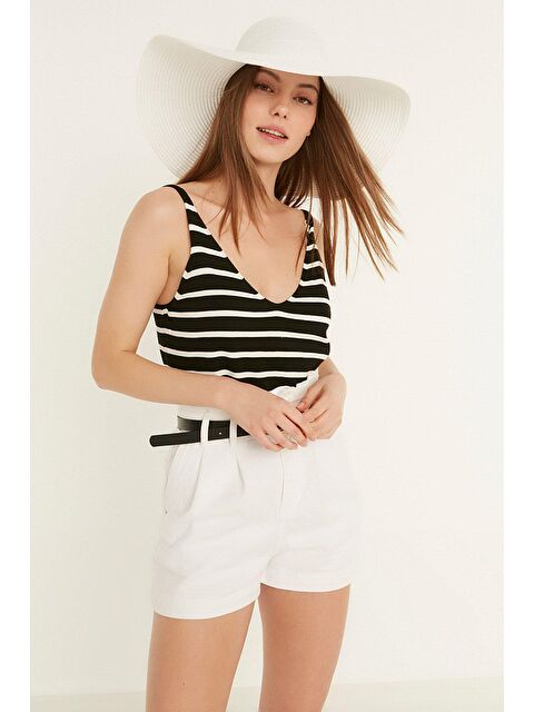 C&City Kadın Hasır Plaj Şapkası Y1730-23 Beyaz - S000216656-20063