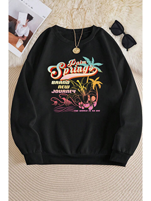 uyguntarz Unisex Springs Baskılı Bisiklet Yaka Sweatshirt - S000269752-19351