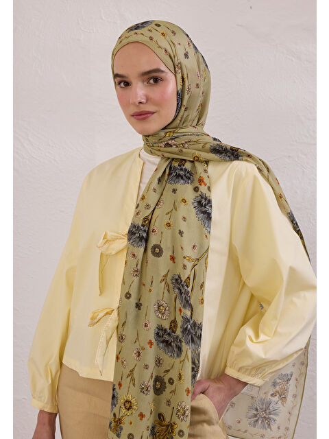 Fresh Scarfs Bloomıng Dahlıa Desen Rami Şal Çağla - S000420344-14939
