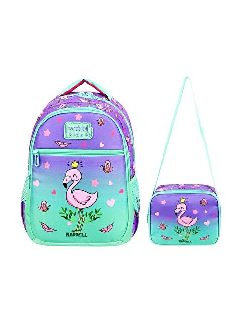 Waddell 3 Bölmeli İlkokul Çantası ve Beslenme Çantası Flamingo Lila-Su Yeşili 24302 - S000392649-17878