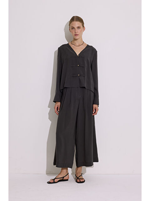 Manuka Modal Pileli Geniş Pantolon Antrasit - S000438371-29666