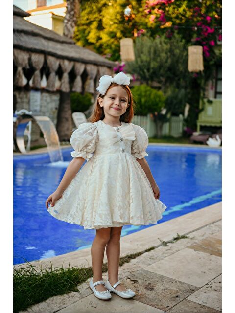 Mialora Fiyonklu ve Kabarık Kollu Prenses Model Dantel İşlemeli Çocuk Abiye Elbise_M2450 - S000369676-19965