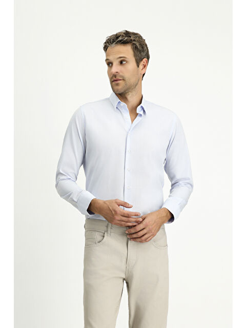 Kiğılı Uzun Kol Slim Fit Dar Kesim Non Iron Klasik Desenli Pamuklu %100 Pamuk Gömlek - S000406468-17437
