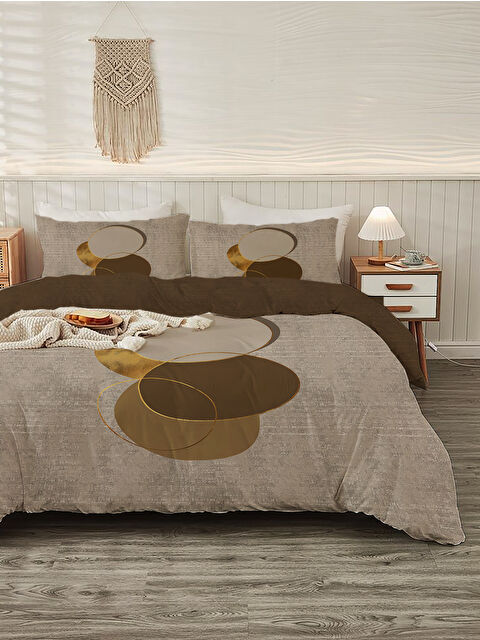 Evmila Modern Desenli Baskılı Çift Kişilik 200x220 Cm 2 Adet 50x70cm Nevresim Takımı - S000285957-23173