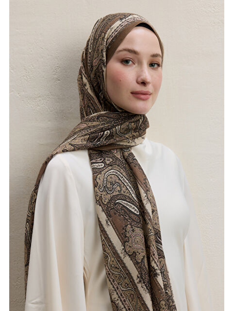 Fresh Scarfs Paısley Elegance Desen Şal Sütlü Kahve - S000420281-4280