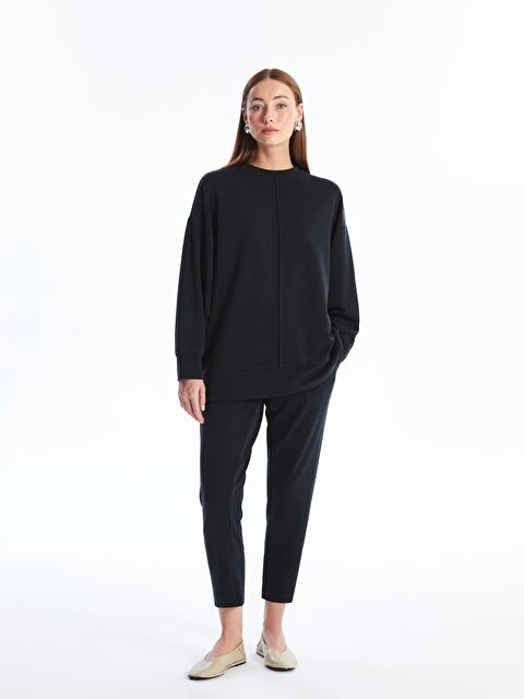 Dexia Aversa - Modal  Kumaş Oversize Uzun Kollu Sweatshirt - Antrasit - S000222838-29666