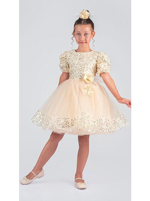 Mnk Baby & Kids Kız Çocuk Etek Ucu Pullu Venna Abiye Elbise M00761 - S000424603-20072