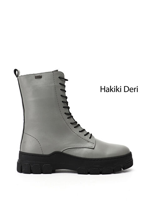 GÖNDERİ(R) Kadın GRİ Fermuarlı Kauçuk Taban Hakiki Deri Postal Bot - S000493476-20600