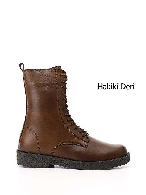 GÖNDERİ(R) Kadın KAHVERENGİ-TABA Fermuarlı Kauçuk Taban Hakiki Deri Postal Bot - S000493479-37323