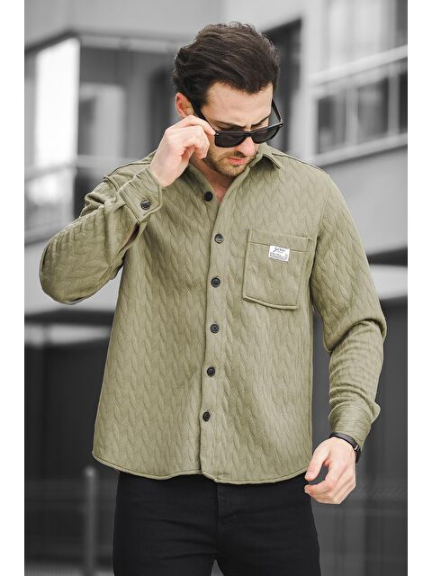 Oksit Yx 16809 Tek Cep Kapütone Desen Erkek Gömlek Ceket - S000144363-18194