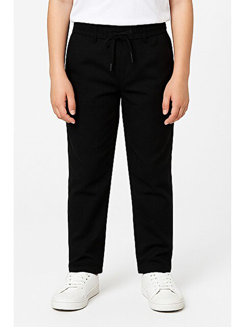 Modanino Kız Çocuk %100 Pamuk Beli Lastikli ve Kordonlu Okul Pantolonu 12280 - S000438383-19351