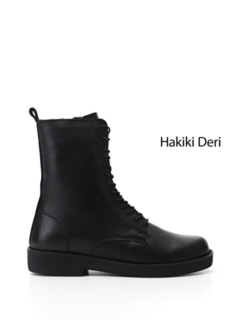 GÖNDERİ(R) Kadın SİYAH Fermuarlı Kauçuk Taban Hakiki Deri Postal Bot - S000493479-19351