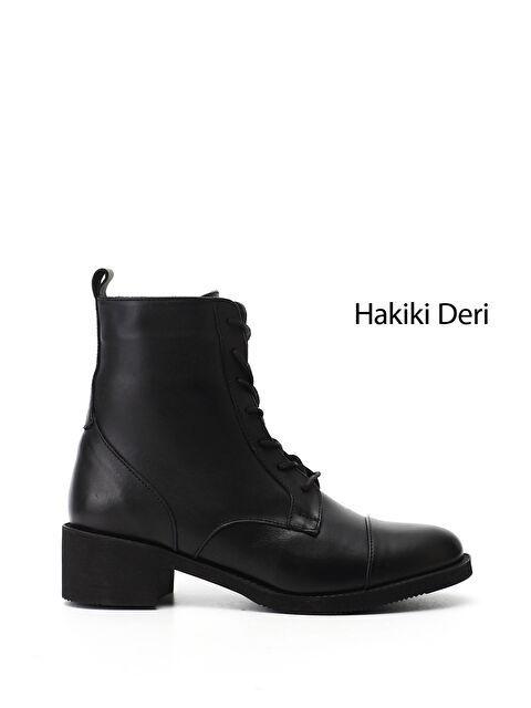 GÖNDERİ(R) Kadın SİYAH Fermuarlı Kauçuk Taban Hakiki Deri Bot - S000493498-19351