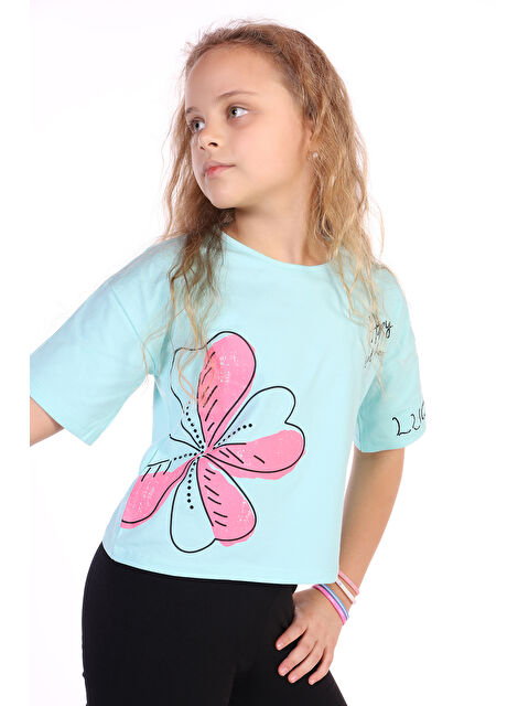 Toontoykids Kız Çocuk Yazılı Çiçek Baskılı Tişört - S000359696-1180
