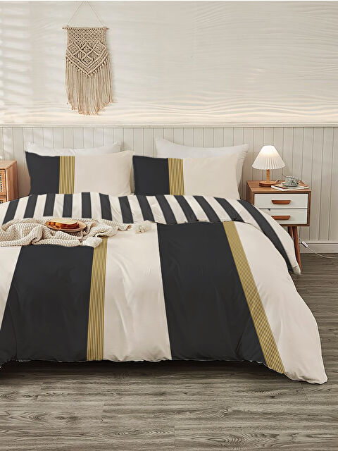 Evmila Modern Desenli Baskılı Çift Kişilik 200x220 Cm 2 Adet 50x70cm Nevresim Takımı - S000285962-23173