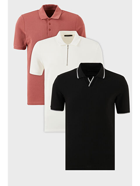 Buratti Pamuklu Regular Fit 3'lü Paket Polo Yaka Tişört 59029641527S3 - S000398633-3459
