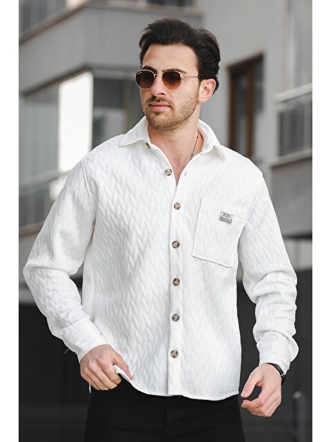 Oksit Yx 16809 Tek Cep Kapütone Desen Erkek Gömlek Ceket - S000144363-20063