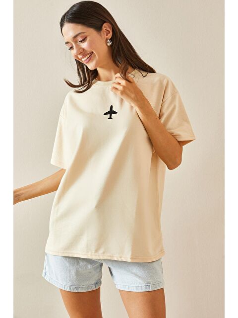 Xhan Bisiklet Yaka Oversize Tişört 5YXK1-48701-25 - S000219947-19928