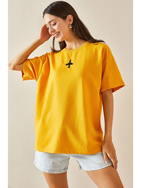 Xhan Bisiklet Yaka Oversize Tişört 5YXK1-48701-10 - S000219947-20072