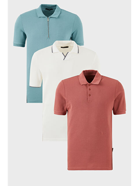 Buratti Pamuklu Regular Fit 3'lü Paket Polo Yaka Tişört 59029641527S3 - S000398633-37241