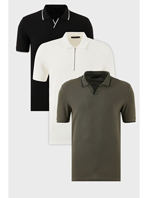 Buratti Pamuklu Regular Fit 3'lü Paket Polo Yaka Tişört 590296415S3 - S000398634-2598