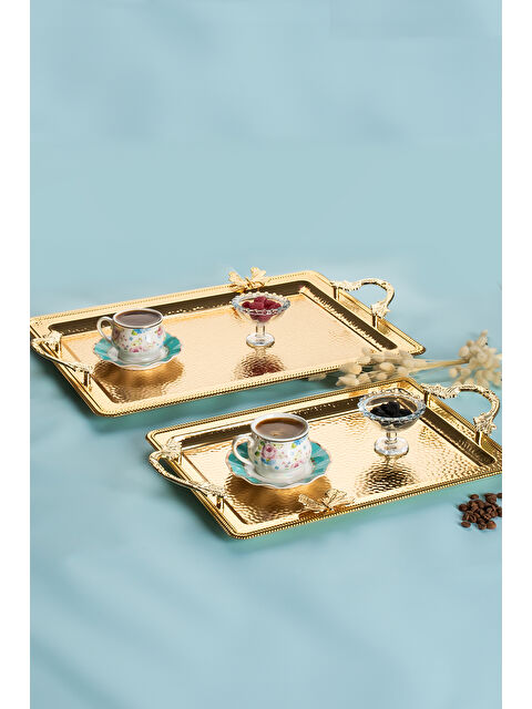 Porsima 3250 2li Gold Paslanmaz Çelik Kelebek Detaylı Sunum Tepsisi - S000320978-20076