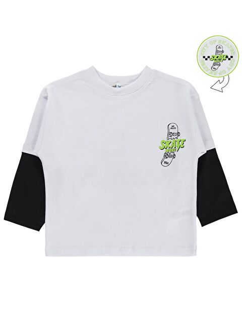 Civil Boys Skate Kay kay Baskılı 2-5 Yaş Sweatshirt - Beyaz