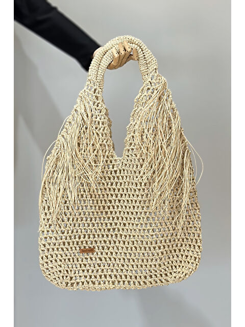 Remsa Mayo El Örgüsü Hasır Çanta Plaj Çantası 026 Bej - S000385010-19928