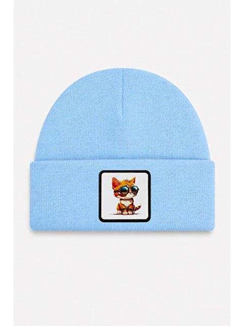 BlackBörk Kedi Logolu Mavi Çocuk Bere