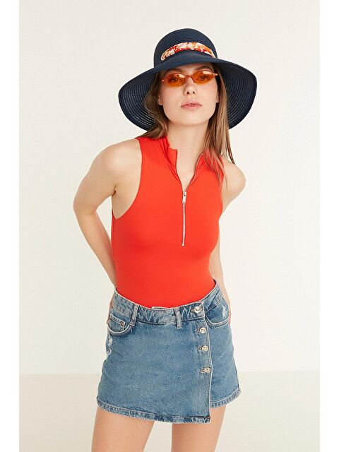 C&City Siperli Hasır Plaj Şapkası Y8730-53 Koyu Petrol - S000216661-20018