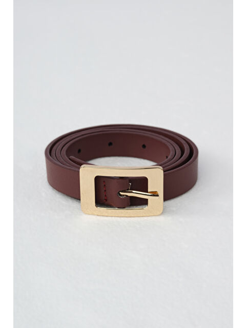 HE-QA Gold Kare Tokalı Kemer Bordo