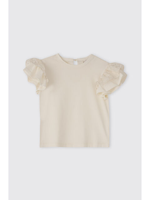 Panço Kız Bebek Kısa Kollu Ekru Tişört - S000524329-19965