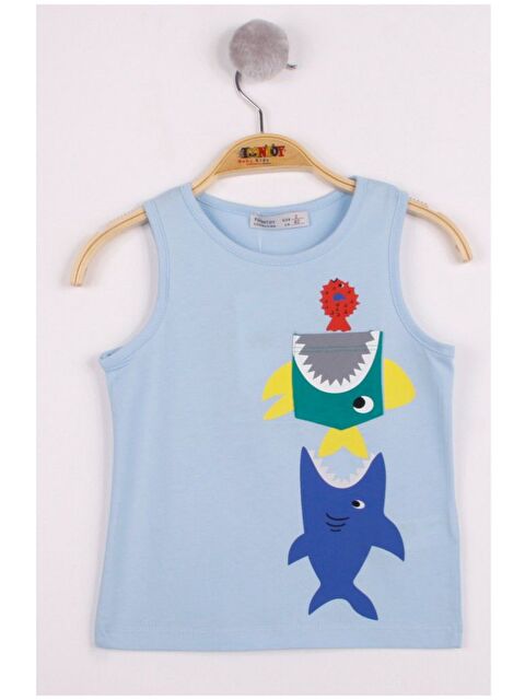 Toontoykids Erkek Çocuk Cepli Balık Baskılı Atlet - S000359702-17234