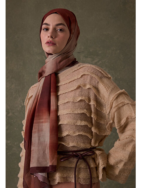 Fresh Scarfs Batık Desen Şal Sahra - S000420383-9647