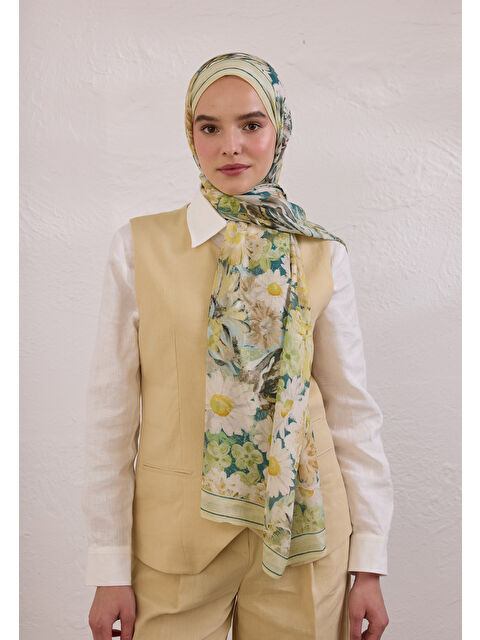 Fresh Scarfs Jasmıne Joy Desen Rami Şal Soft Yeşil - S000420271-18194