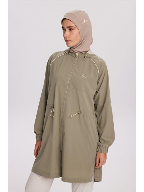 Haşema Active H-Per Fit Kapüşonlu Biye Detaylı Mint Tesettür Yürüyüş Ceketi Act-37 - S000490397-1180