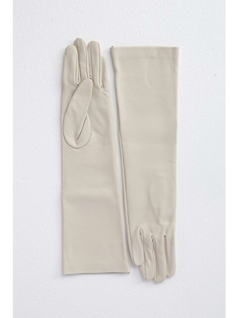 HE-QA %100 Deri Uzun Eldiven Kemik