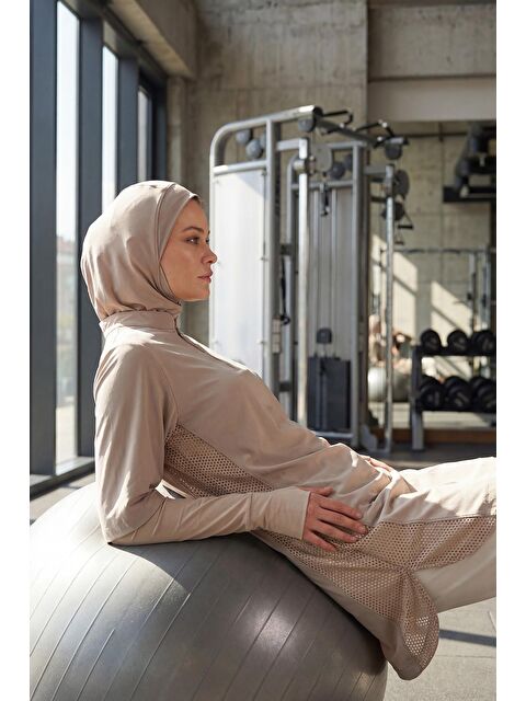 Haşema Active H-Per Fit Lazer Kesim Detaylı Vizon Tesettür Antrenman Üstü Act-33 - S000490394-26429