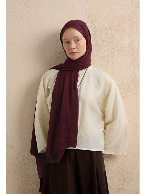 Fresh Scarfs Modal Krinkıl Şal Mürdüm - S000420277-20036